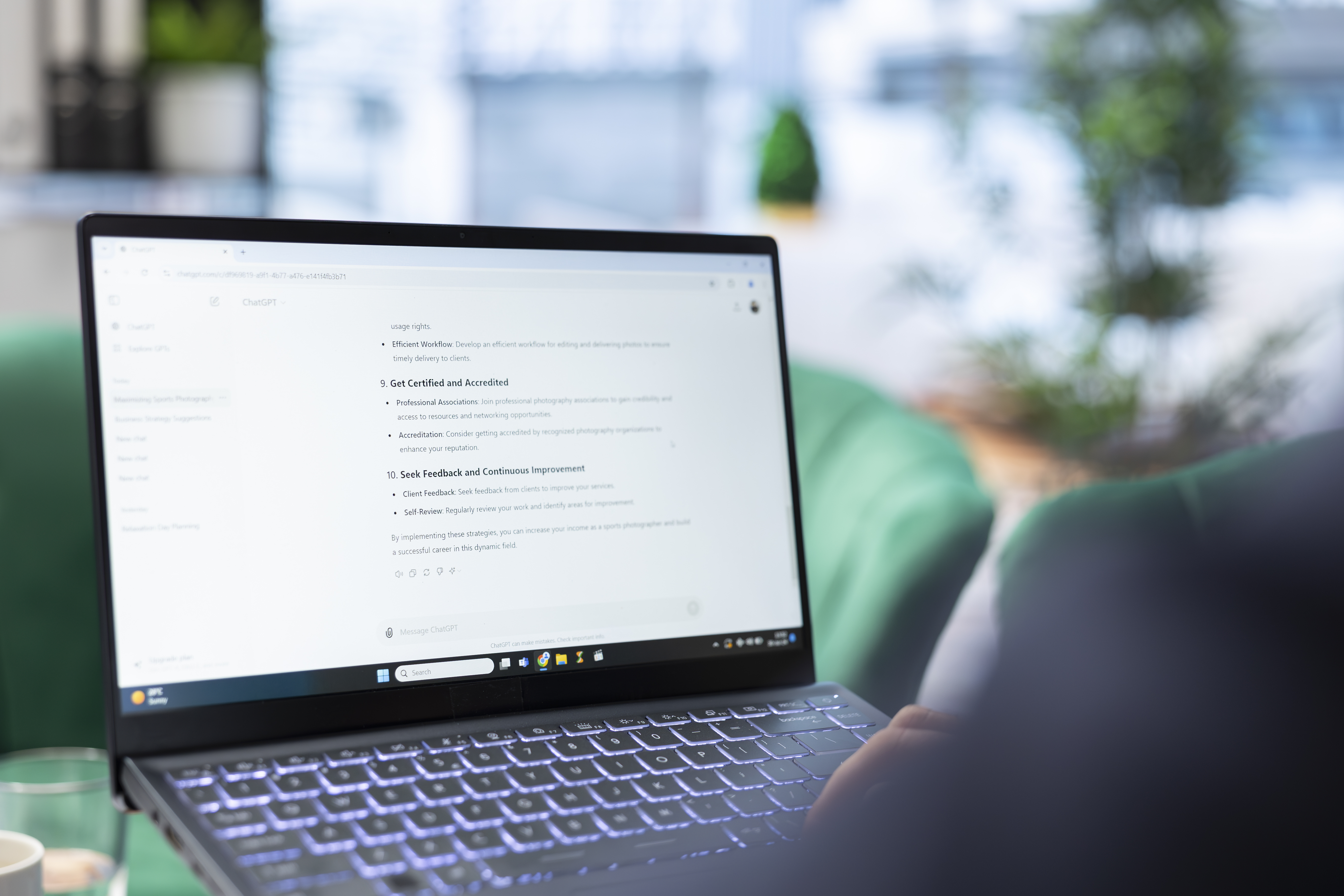 AI search interface showing local business results