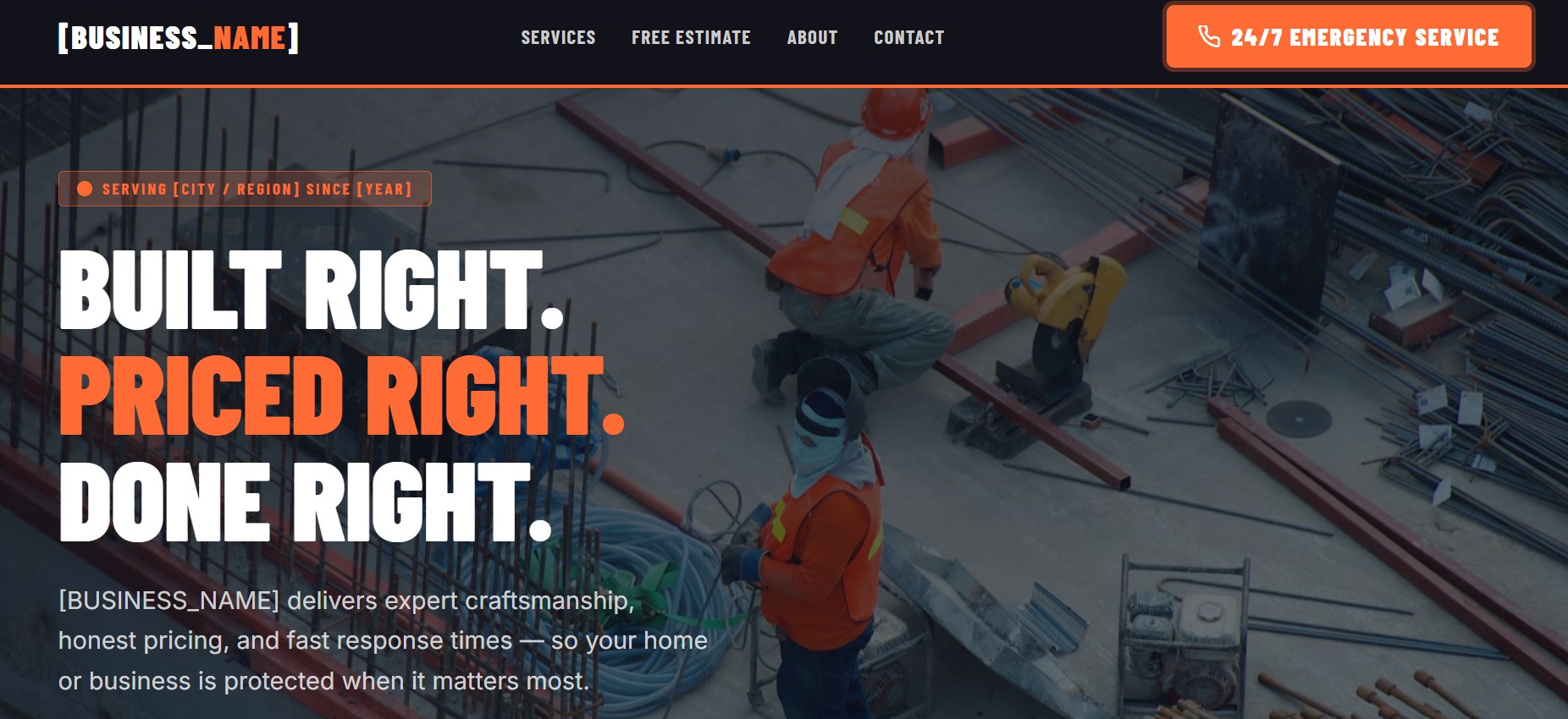 Trades & Service Industry website template by Digital Downtown Main, St. Louis